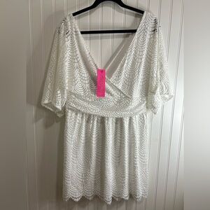 Lilly Pulitzer women white Lace Long Sleeve Dress.